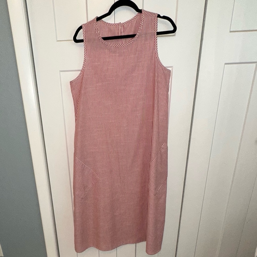 SHEIN Red and White  Striped Midi Dress